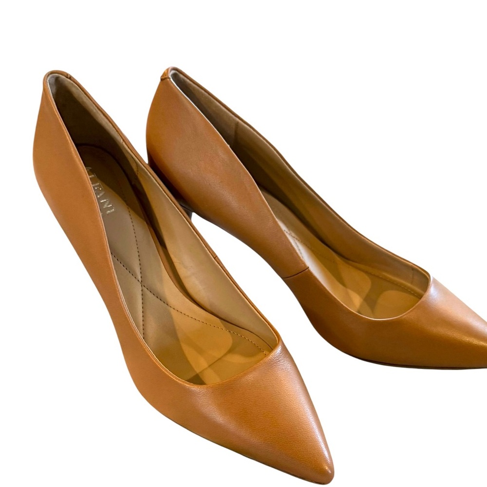 Alfani Step N Flex Leather Pumps Caramel Brown Pumps Tan Heels Size 9M NWOB - Picture 7 of 9